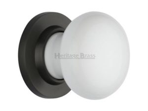 Plain White Mortice Knob on Rose