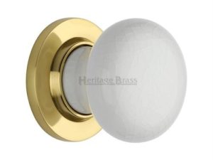 White Crackle Mortice Knob on Rose