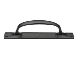 Matt Black Iron Cabinet Pull Handle on Plate