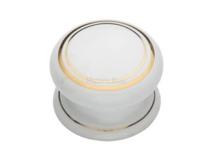Porcelain Cabinet Knob Gold Line